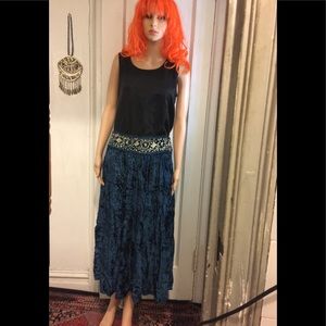 Rich Boho Velvet Skirt with Beading.